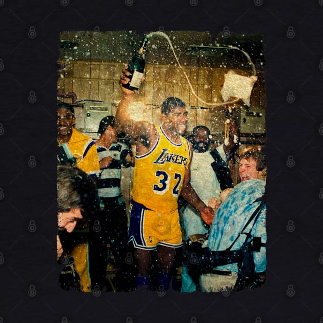 Magic Johnson in Celebrating The 1987 NBA Championship by Wendyshopart